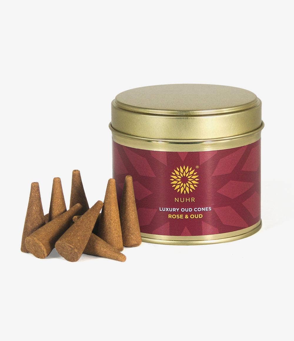 NUHR Home Luxury Oud Incense Cones – Rose & Oud (20 Pack)