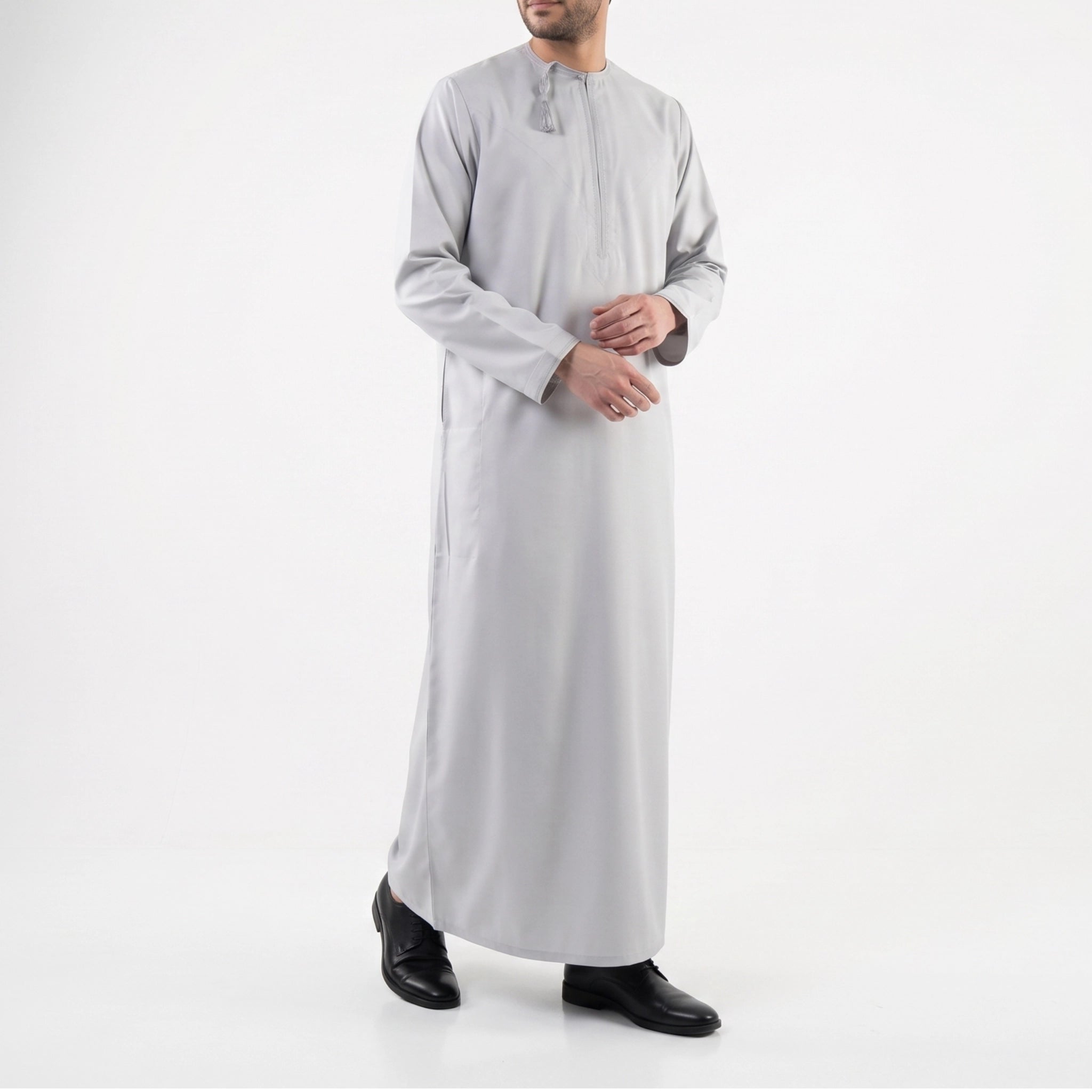 Premium Water-Resistant Omani Thobe for Men in Dust Grey