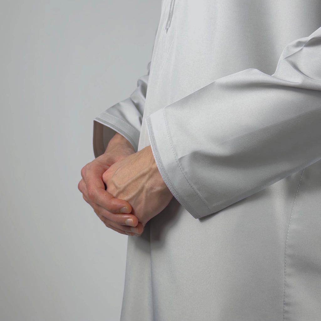 Premium Water-Resistant Boys' Dust Grey Omani Thobe