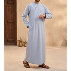 Premium Water-Resistant Omani Thobe for Men in Fog Blue