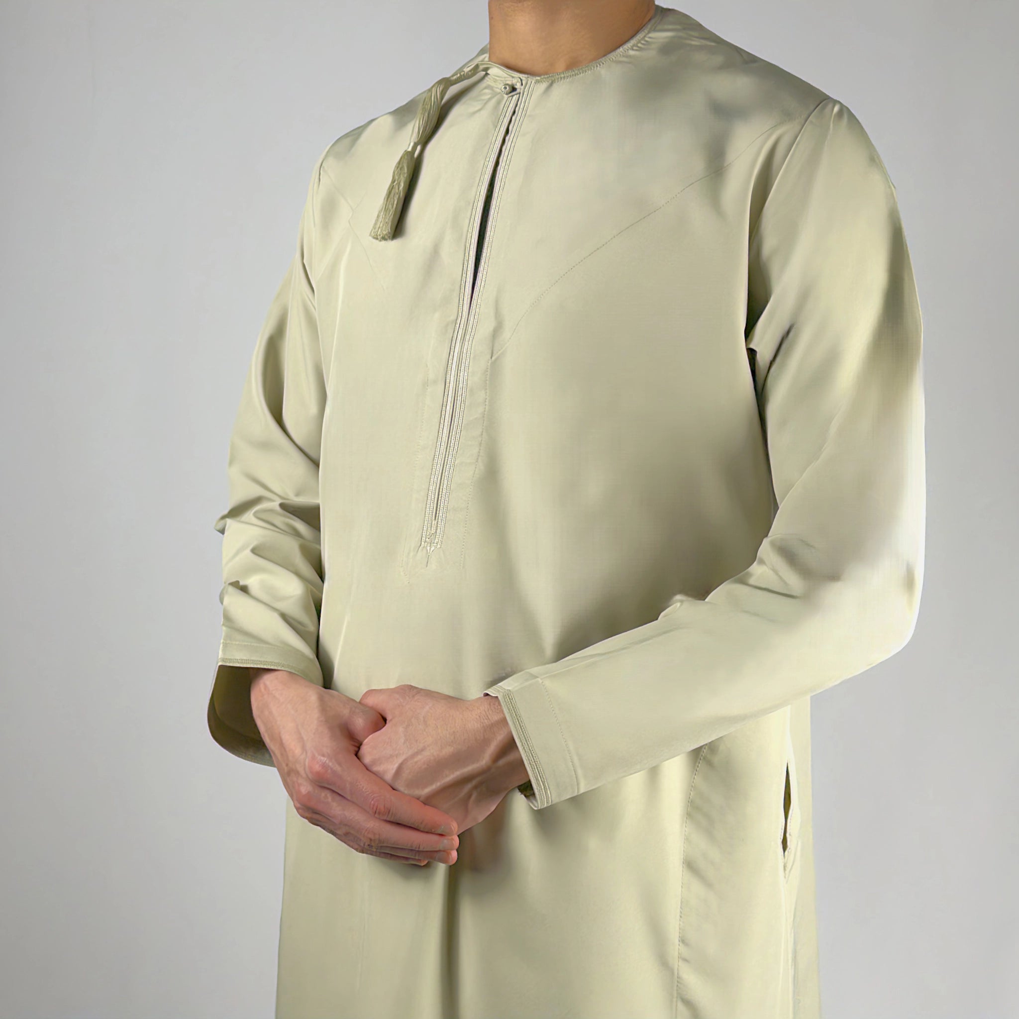 Premium  Water-Resistant Omani Thobe for Men in Olive Khaki