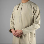 Premium  Water-Resistant Omani Thobe for Men in Olive Khaki