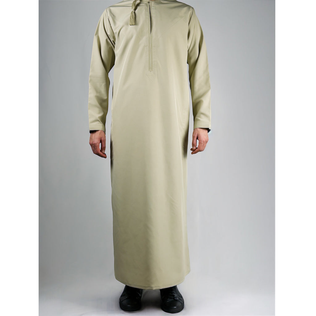 Premium  Water-Resistant Omani Thobe for Men in Olive Khaki