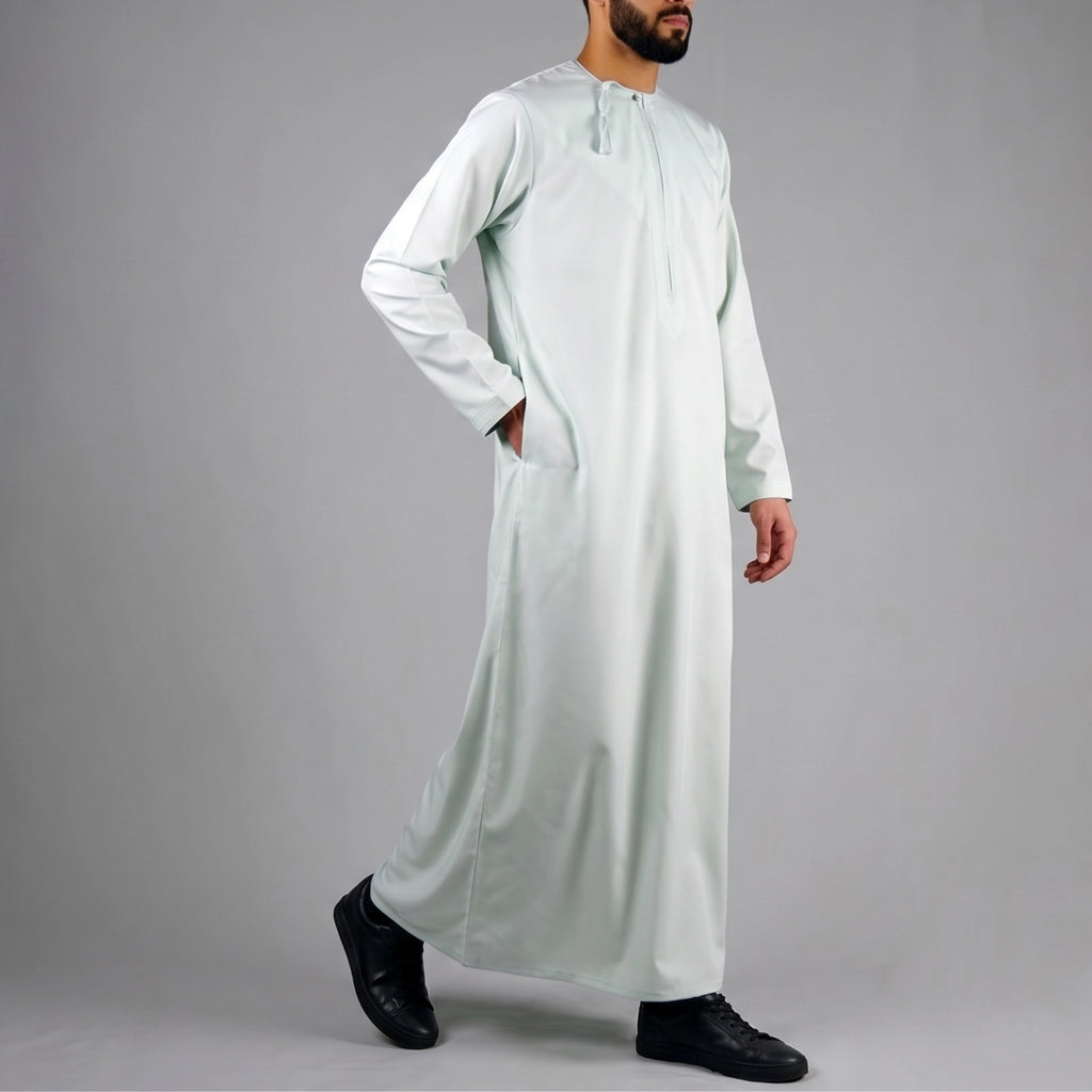 Premium  Water-Resistant Omani Thobe for Men in Pistachio Green