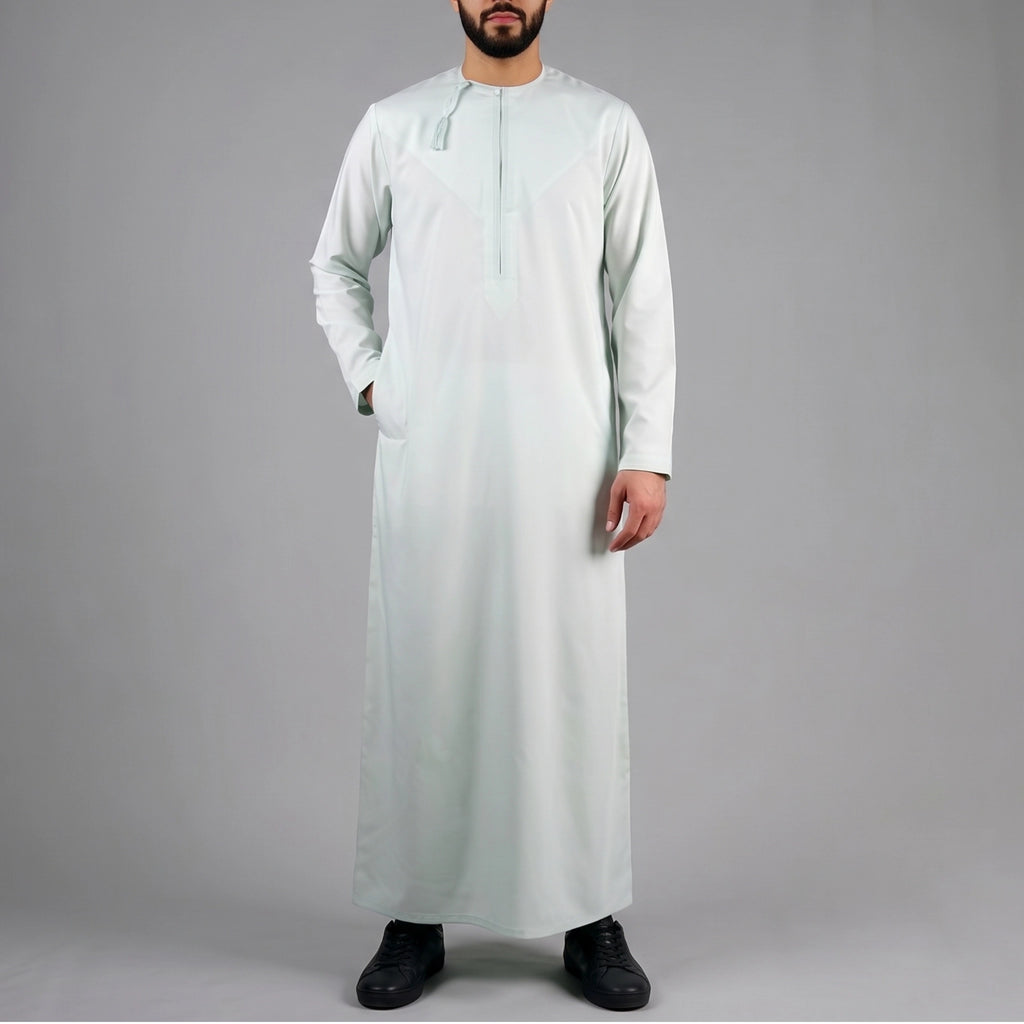 Premium  Water-Resistant Omani Thobe for Men in Pistachio Green