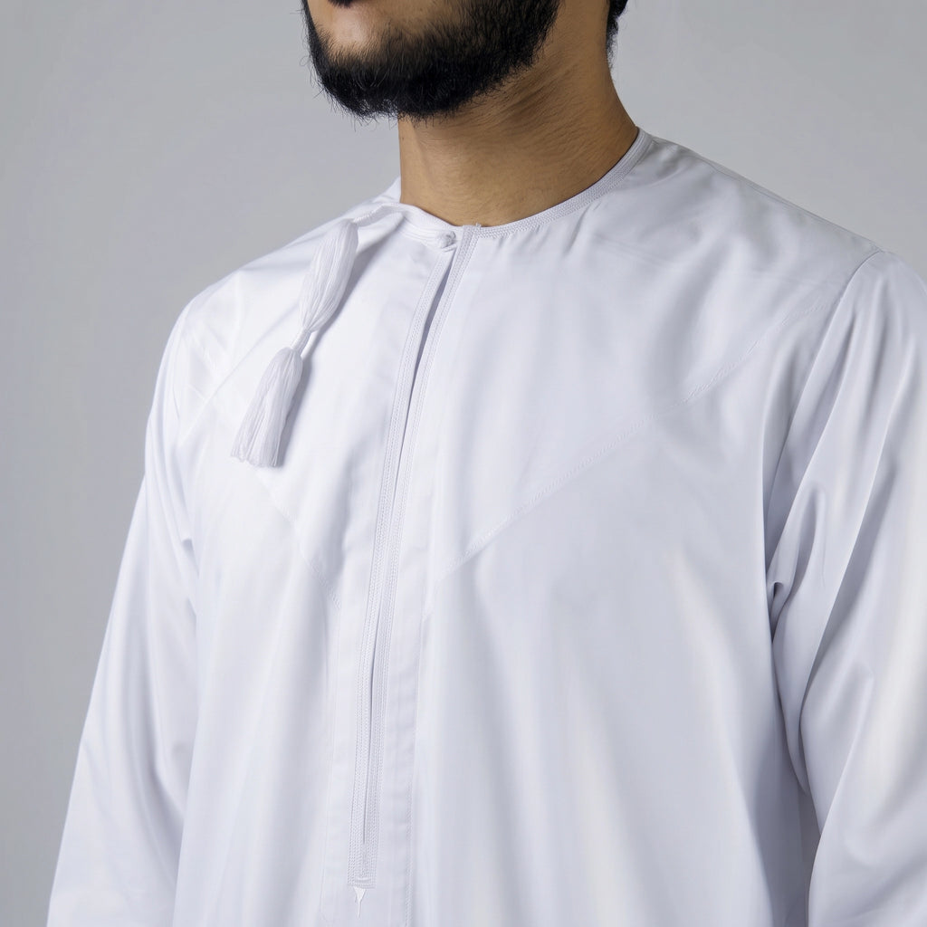 Premium Water-Resistant Omani Thobe for Men in Triple White