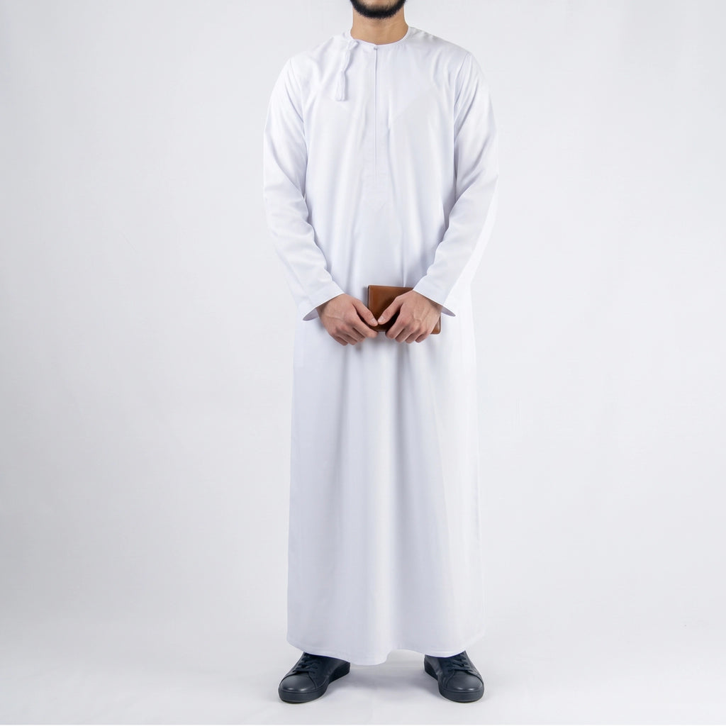 Premium Water-Resistant Omani Thobe for Men in Triple White