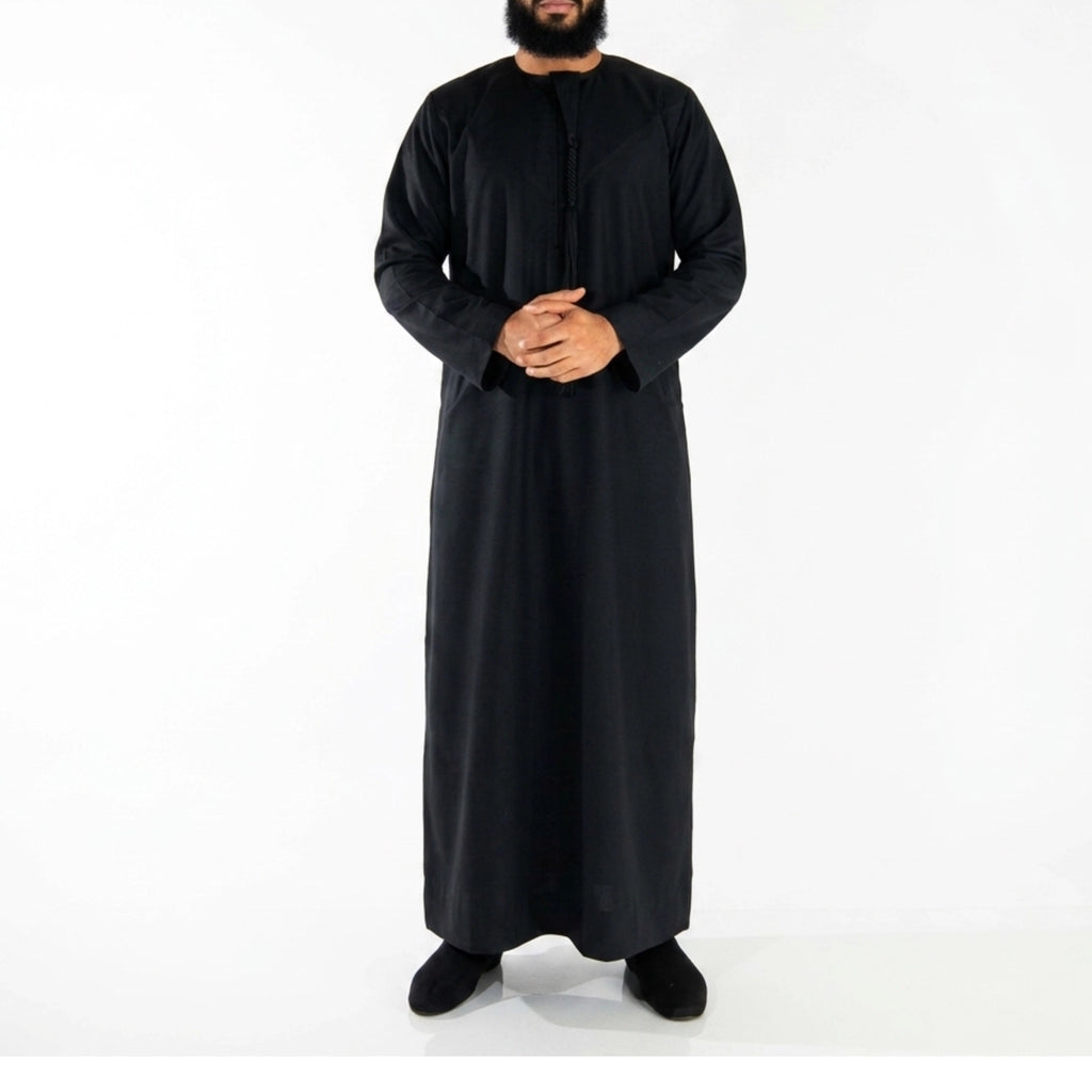Essentials Emirati Thobe for Men in Matte Black