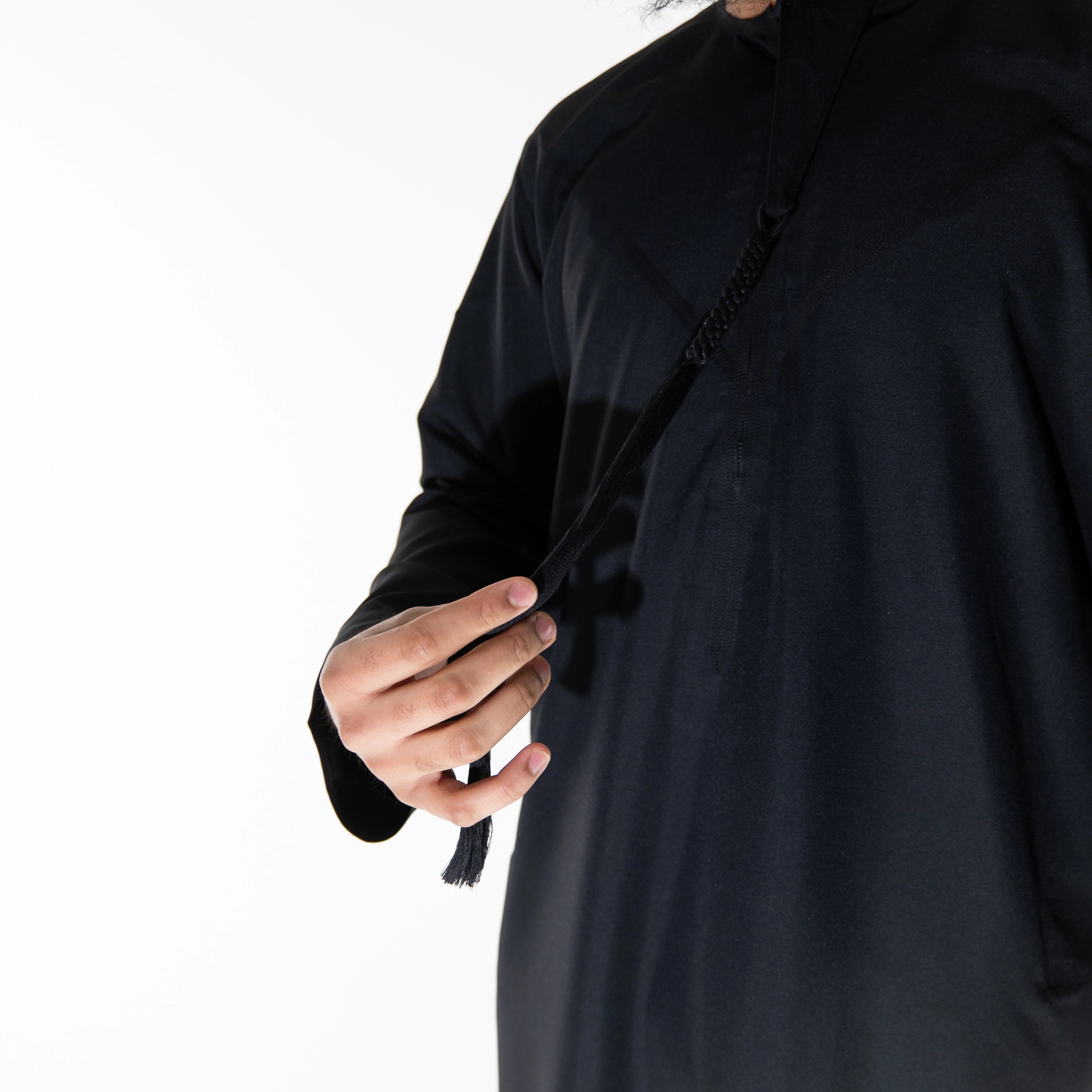 Essentials Emirati Thobe for Men in Matte Black