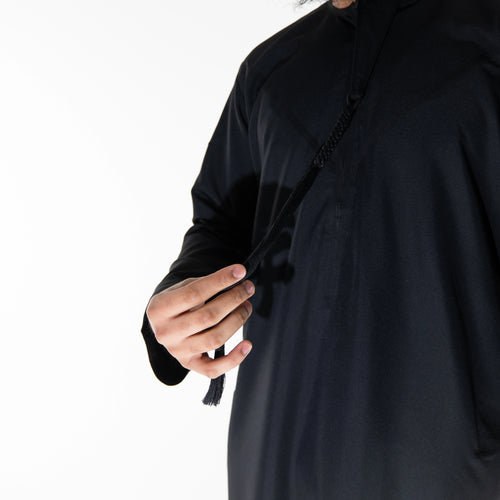 Essentials Emirati Thobe for Men in Matte Black