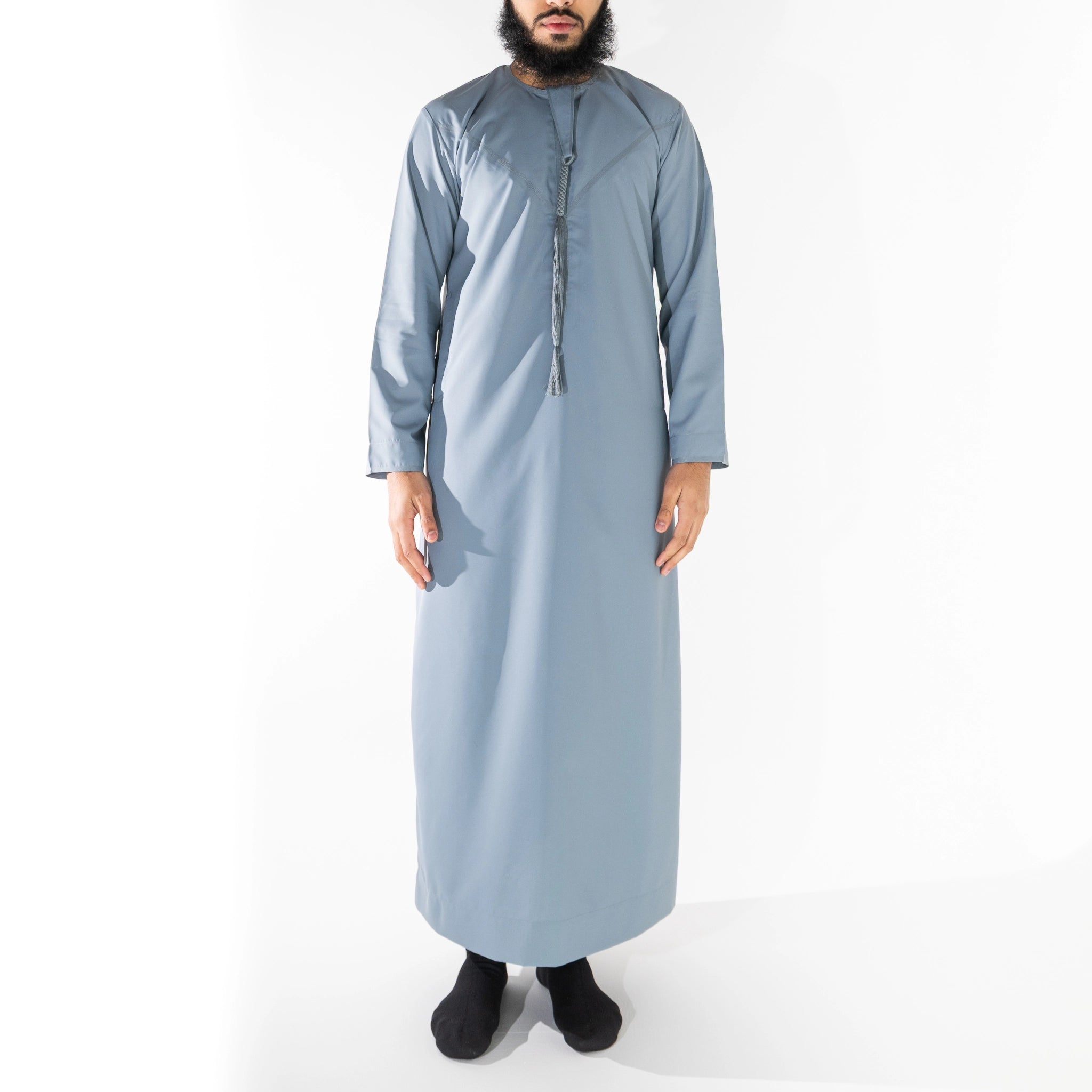 Essentials Emirati Thobe for Men in Matte Blue Grey