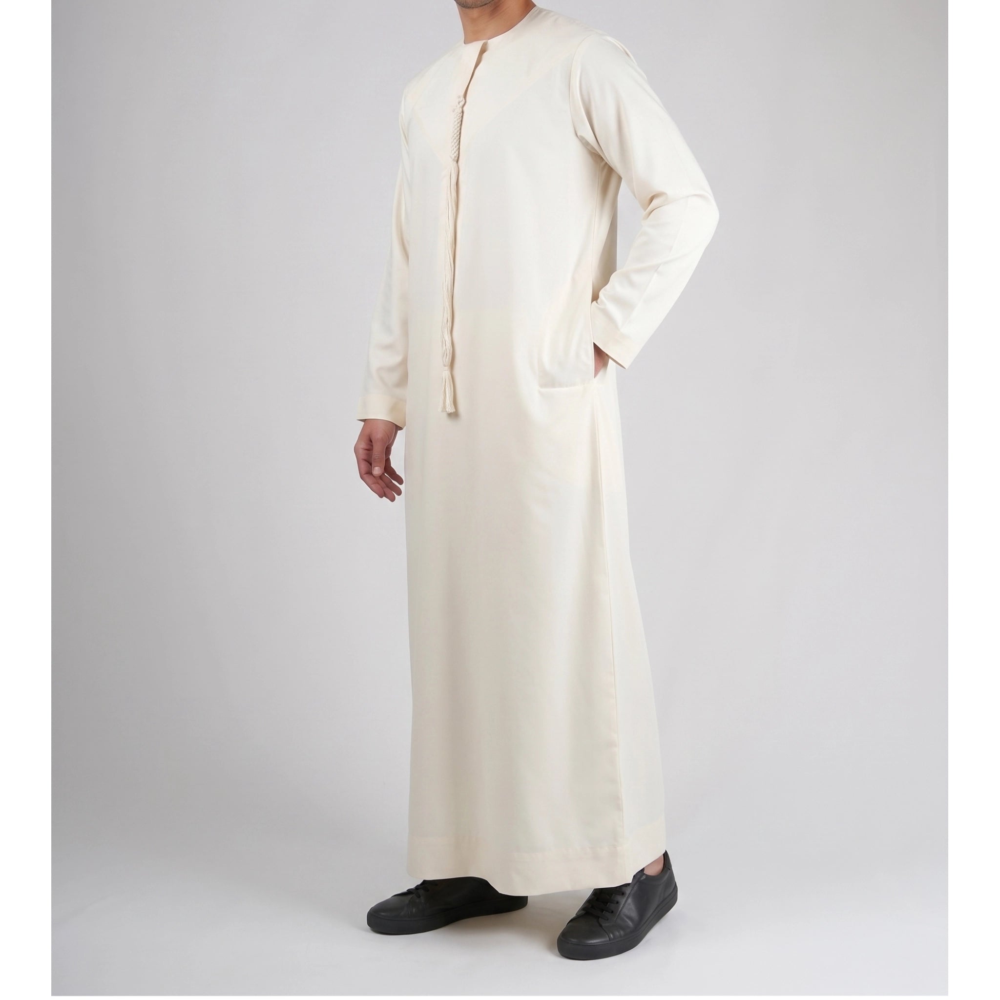 Essentials Emirati Thobe for Men in Matte Ivory