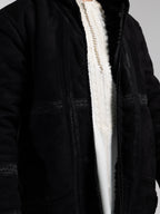 Hooded Farwa Bisht Overcoat in Onyx Black