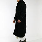 Hooded Farwa Bisht Overcoat in Onyx Black
