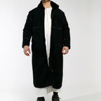 Hooded Farwa Bisht Overcoat in Onyx Black