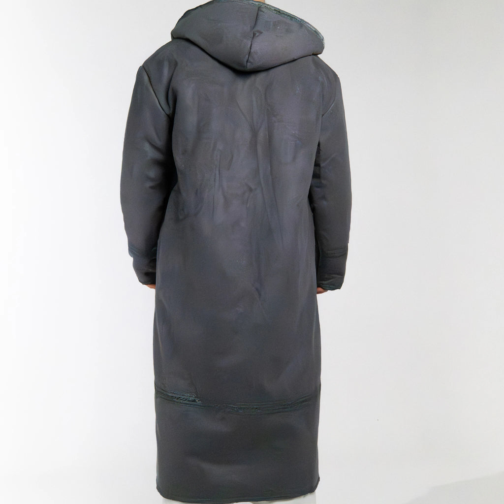 Hooded Farwa Bisht Overcoat in Stone grey
