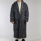 Hooded Farwa Bisht Overcoat in Stone grey