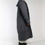 Hooded Farwa Bisht Overcoat in Stone grey