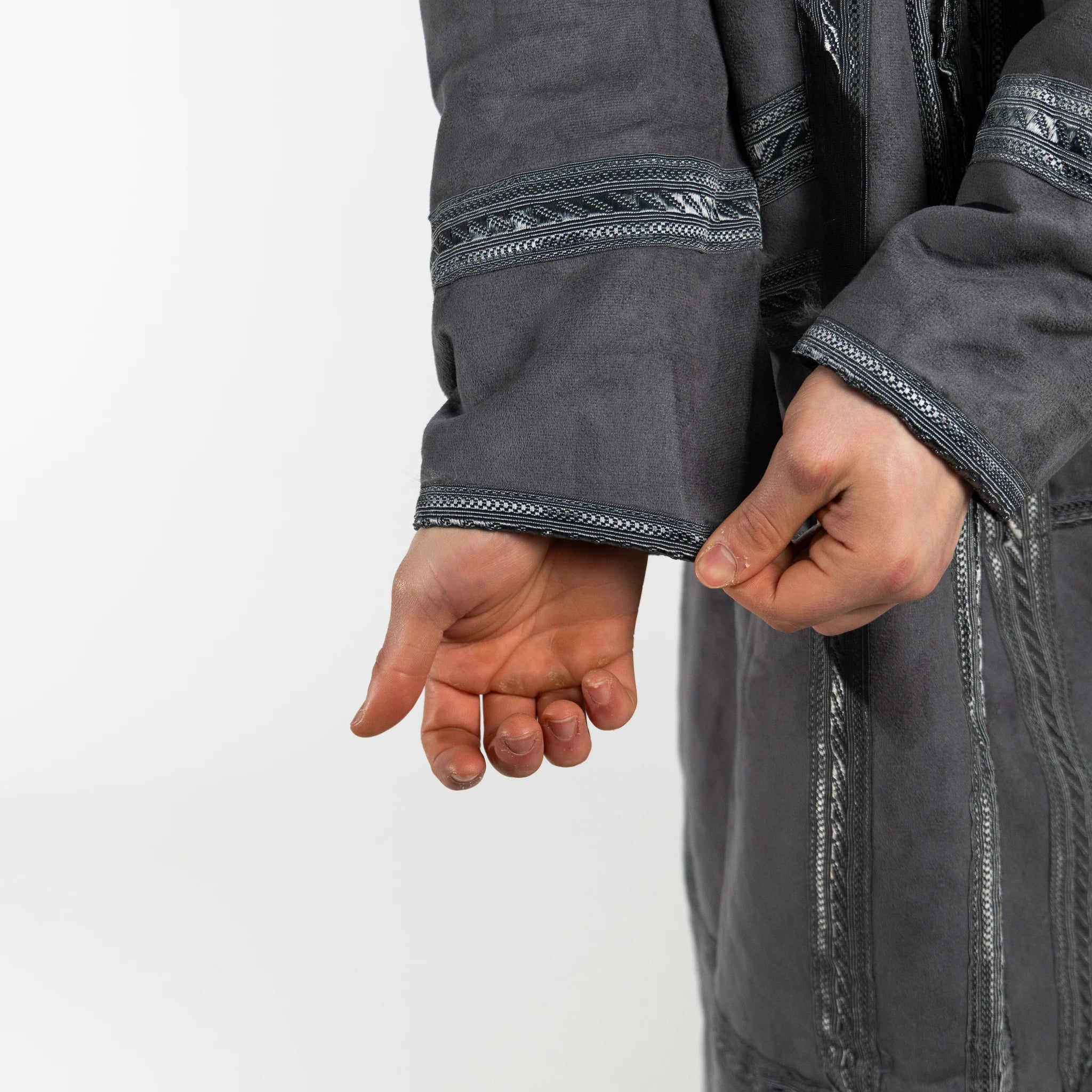 Hooded Farwa Bisht Overcoat in Stone grey