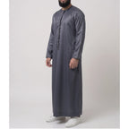 Premium Emirati Men's Thobe in Graphite Grey (Japanese YKK Zipper)