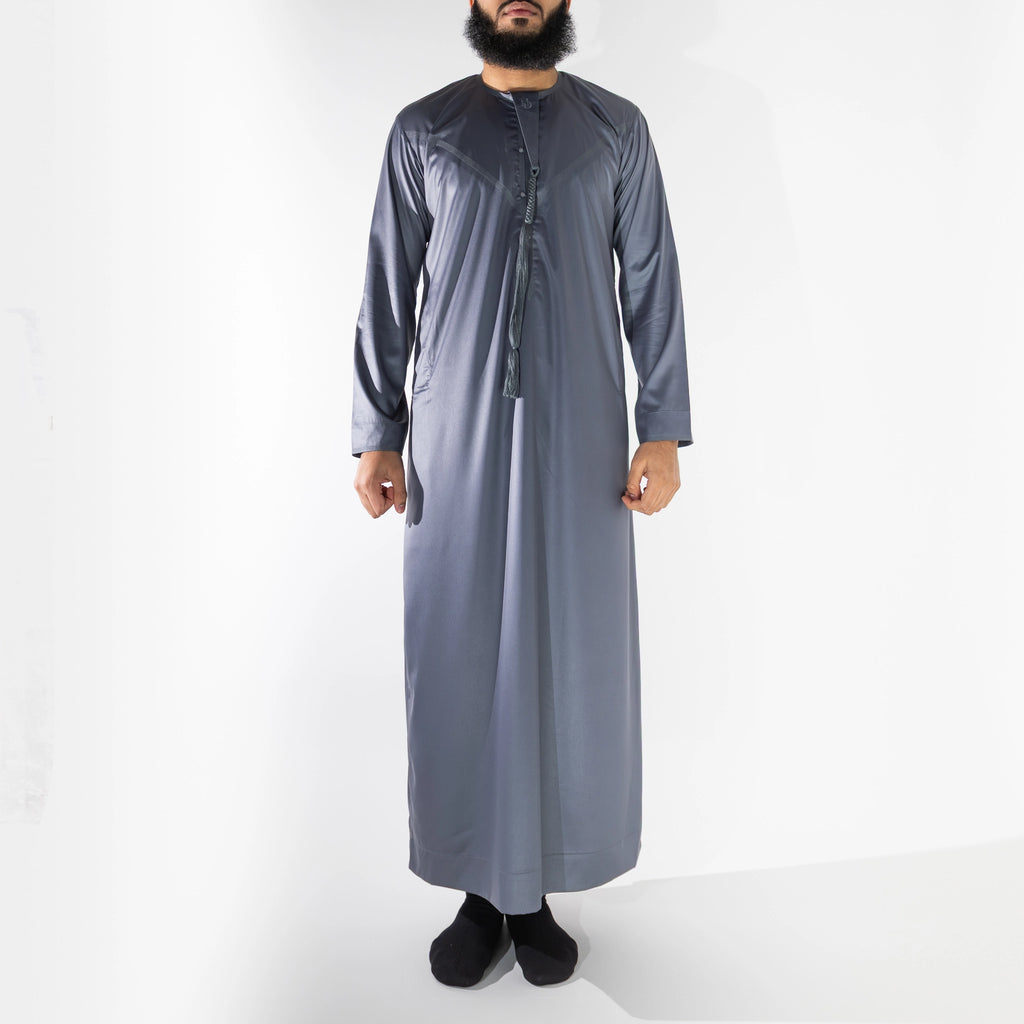 Premium Emirati Men's Thobe in Graphite Grey