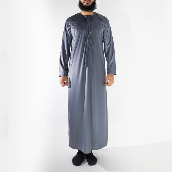 Premium Emirati Men's Thobe in Graphite Grey