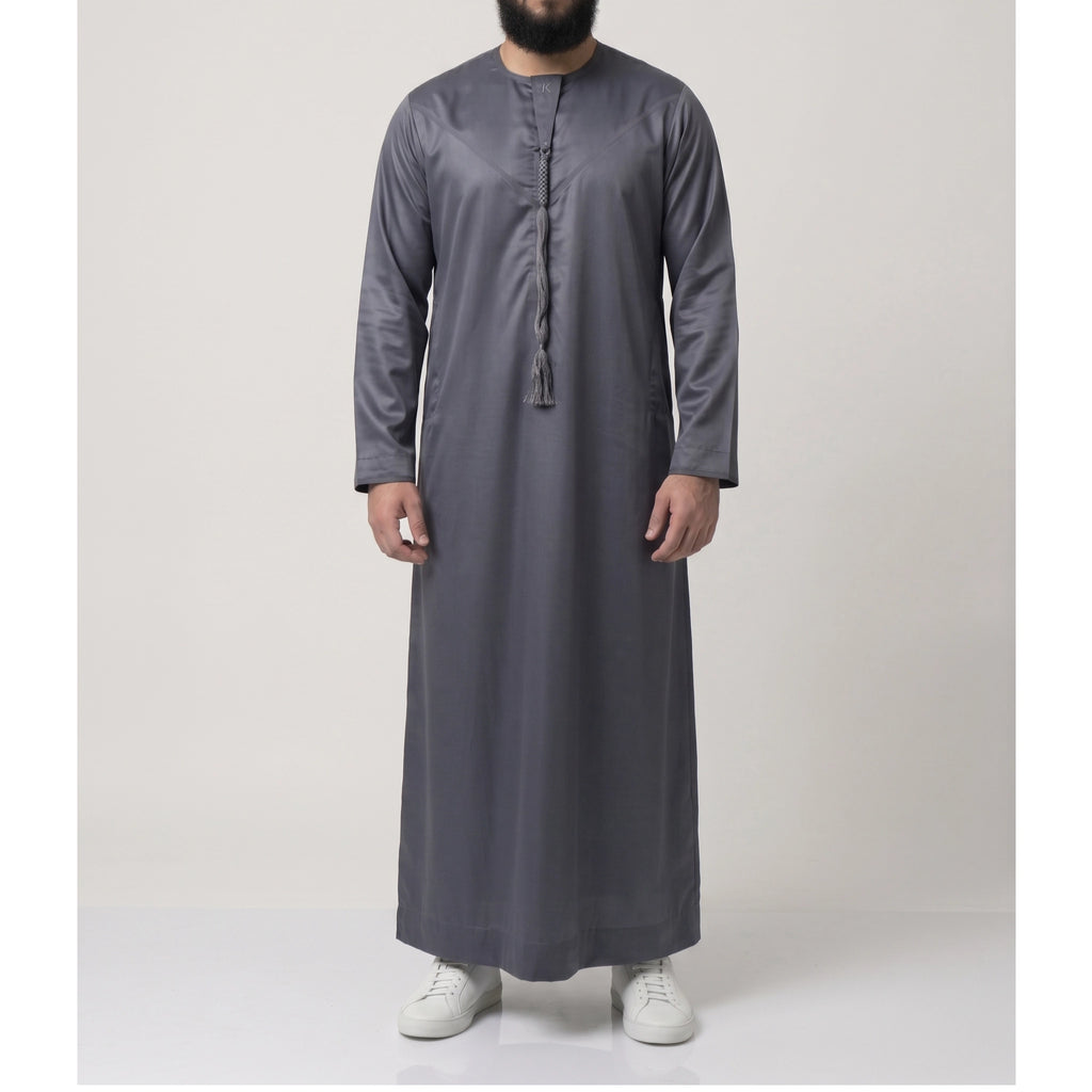 Premium Emirati Men's Thobe in Graphite Grey (Japanese YKK Zipper)