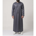 Premium Emirati Men's Thobe in Graphite Grey (Japanese YKK Zipper)