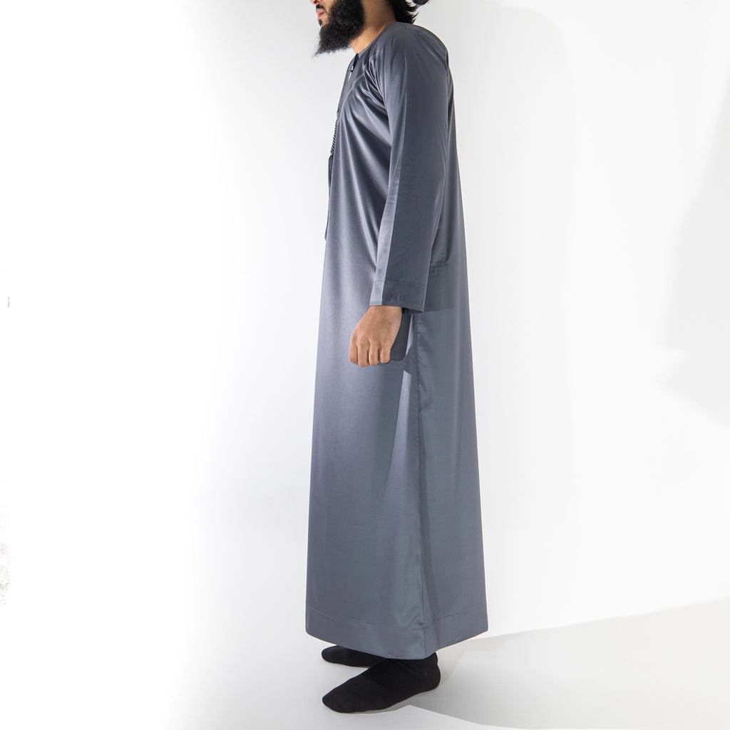 Premium Emirati Men's Thobe in Graphite Grey