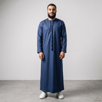 Premium Emirati Men's Thobe in Midnight Blue (Japanese YKK Zipper)