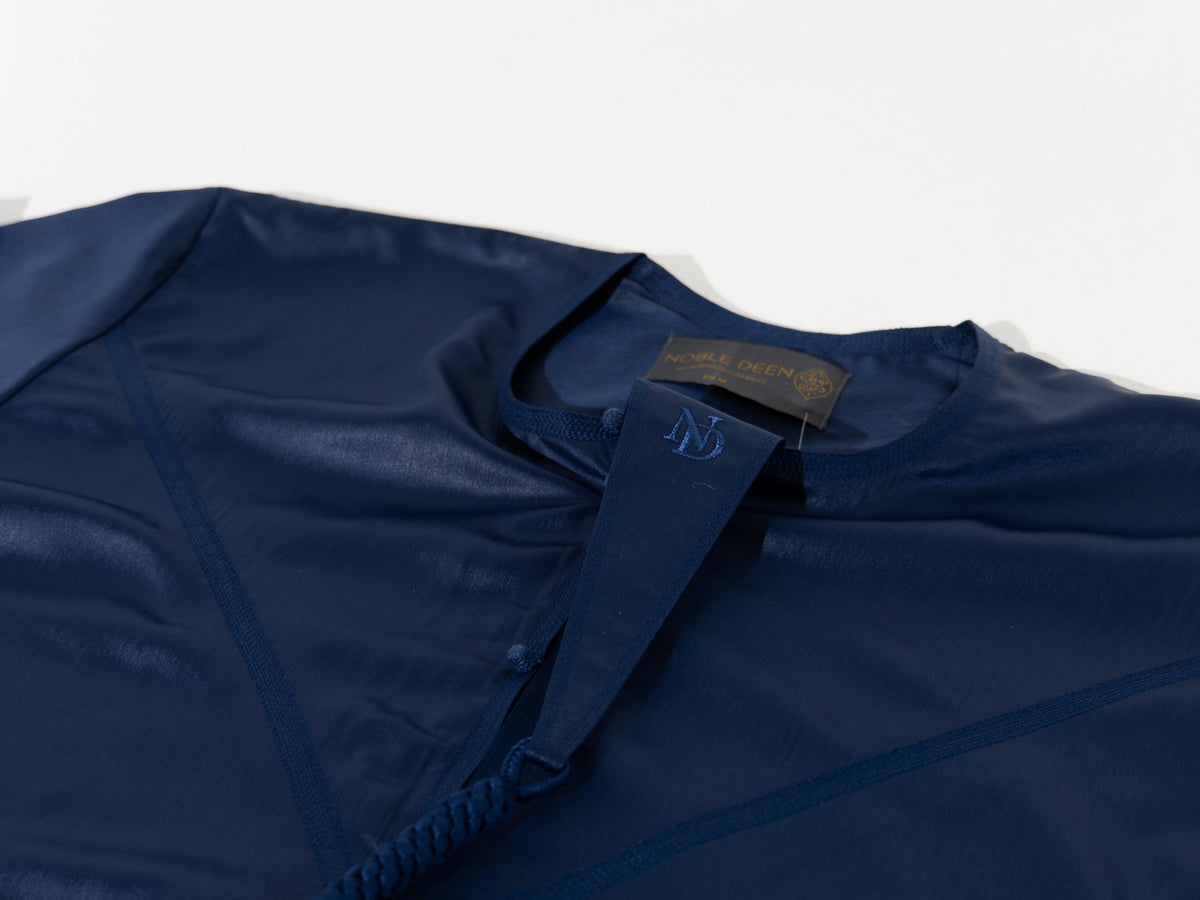 Premium Emirati Men's Thobe in Midnight Blue (Japanese YKK Zipper)
