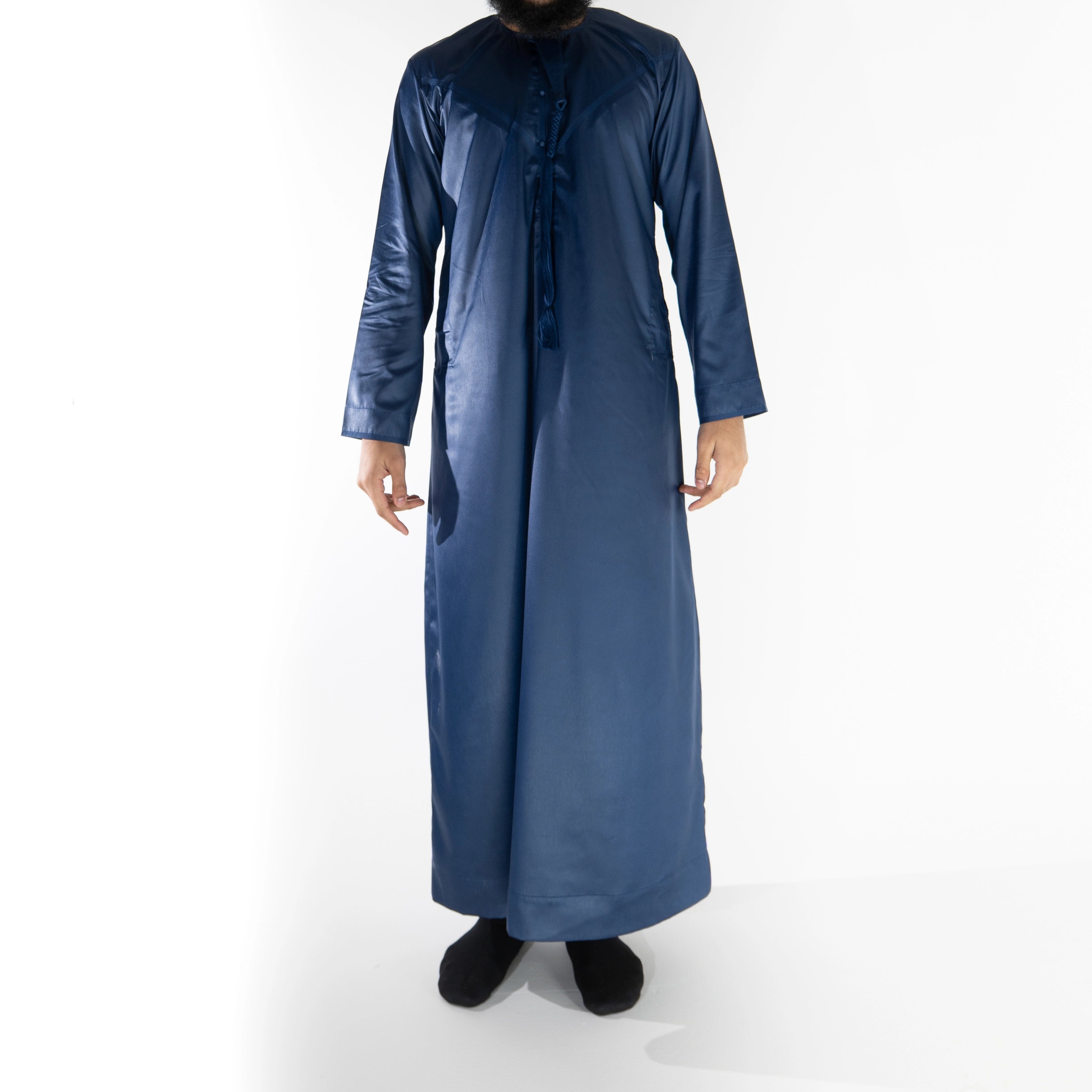 Premium Emirati Men's Thobe in Midnight Blue