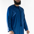 Premium Emirati Men's Thobe in Royal Blue (Japanese YKK Zipper)