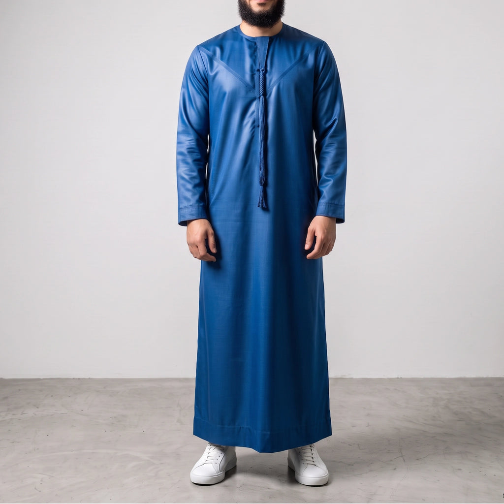 Premium Emirati Men's Thobe in Royal Blue (Japanese YKK Zipper)