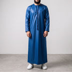 Premium Emirati Men's Thobe in Royal Blue (Japanese YKK Zipper)