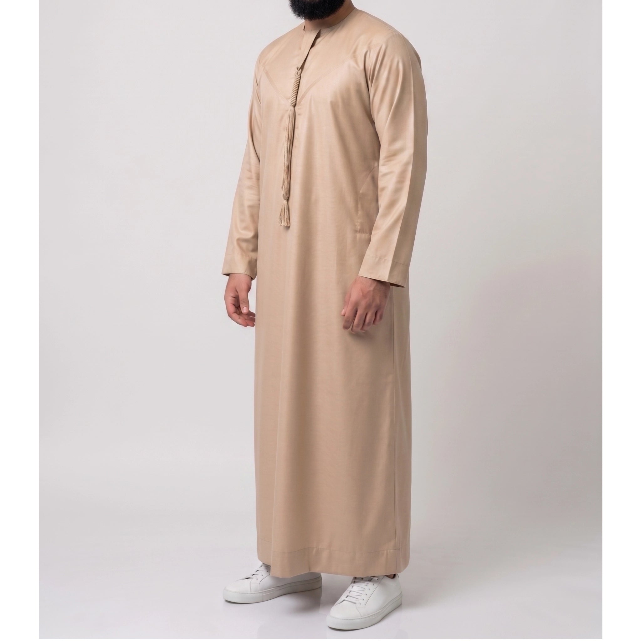Premium Emirati Men's Thobe in Sand Beige (Japanese YKK Zipper)