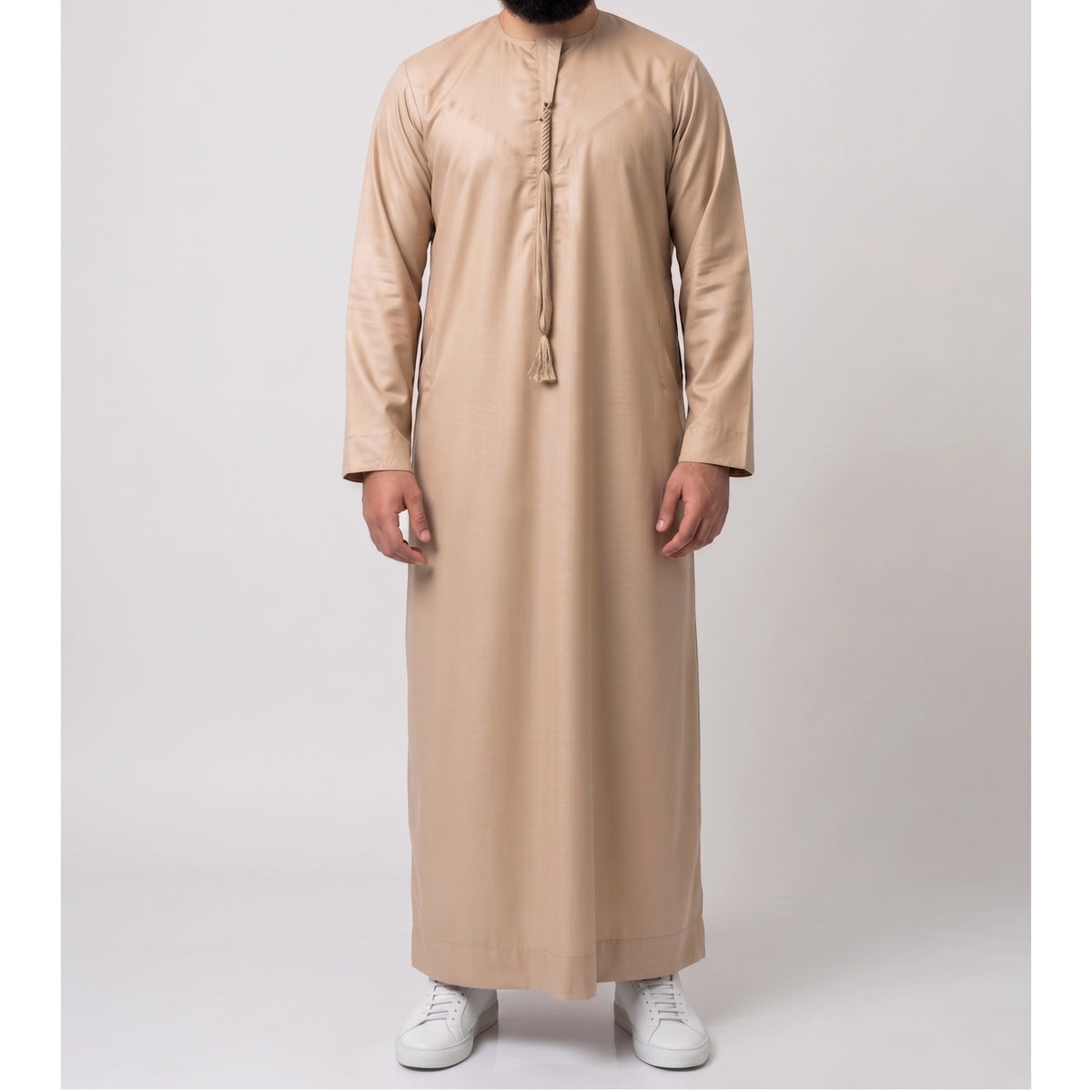 Premium Emirati Men's Thobe in Sand Beige (Japanese YKK Zipper)