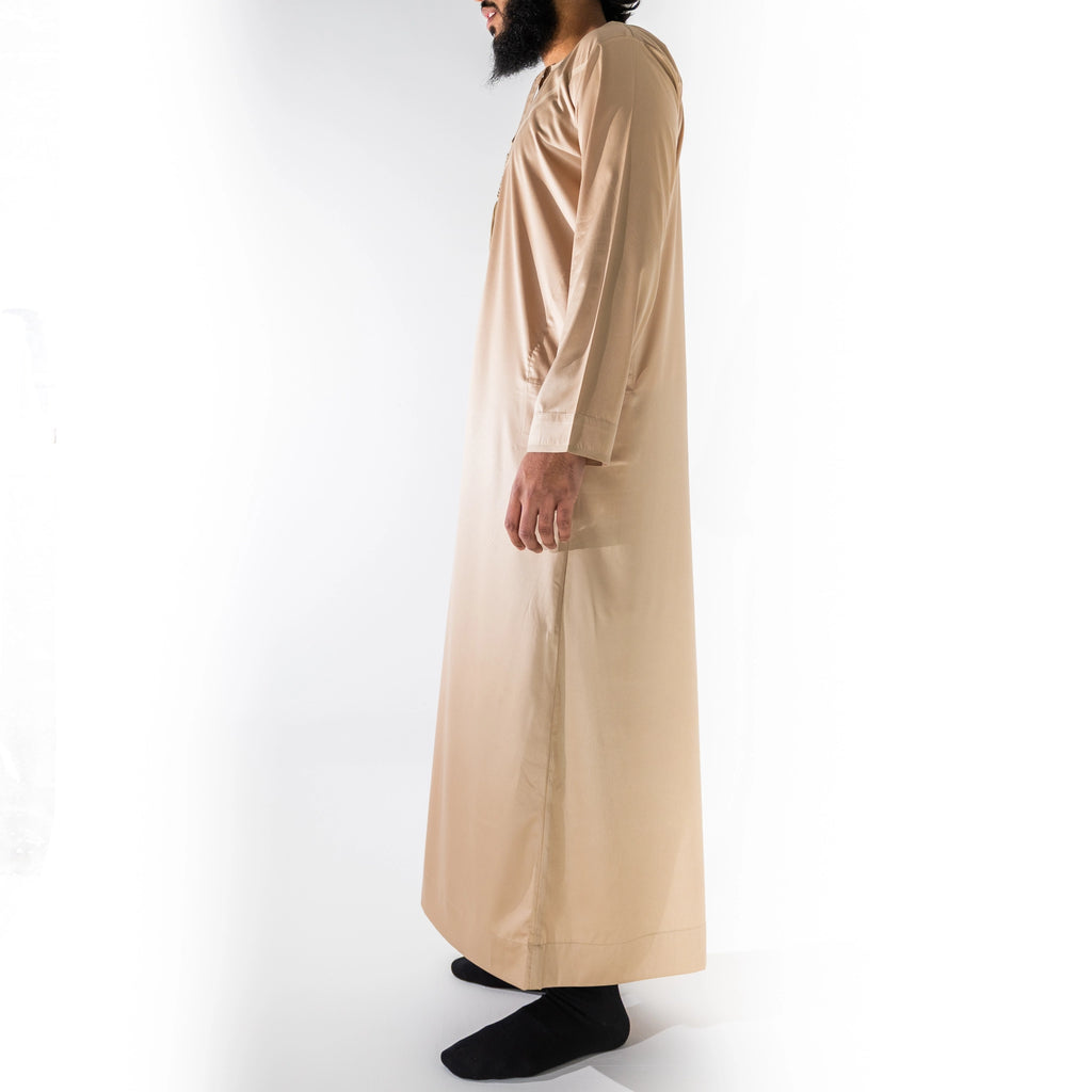 Premium Emirati Men's Thobe in Sand Beige (Japanese YKK Zipper)