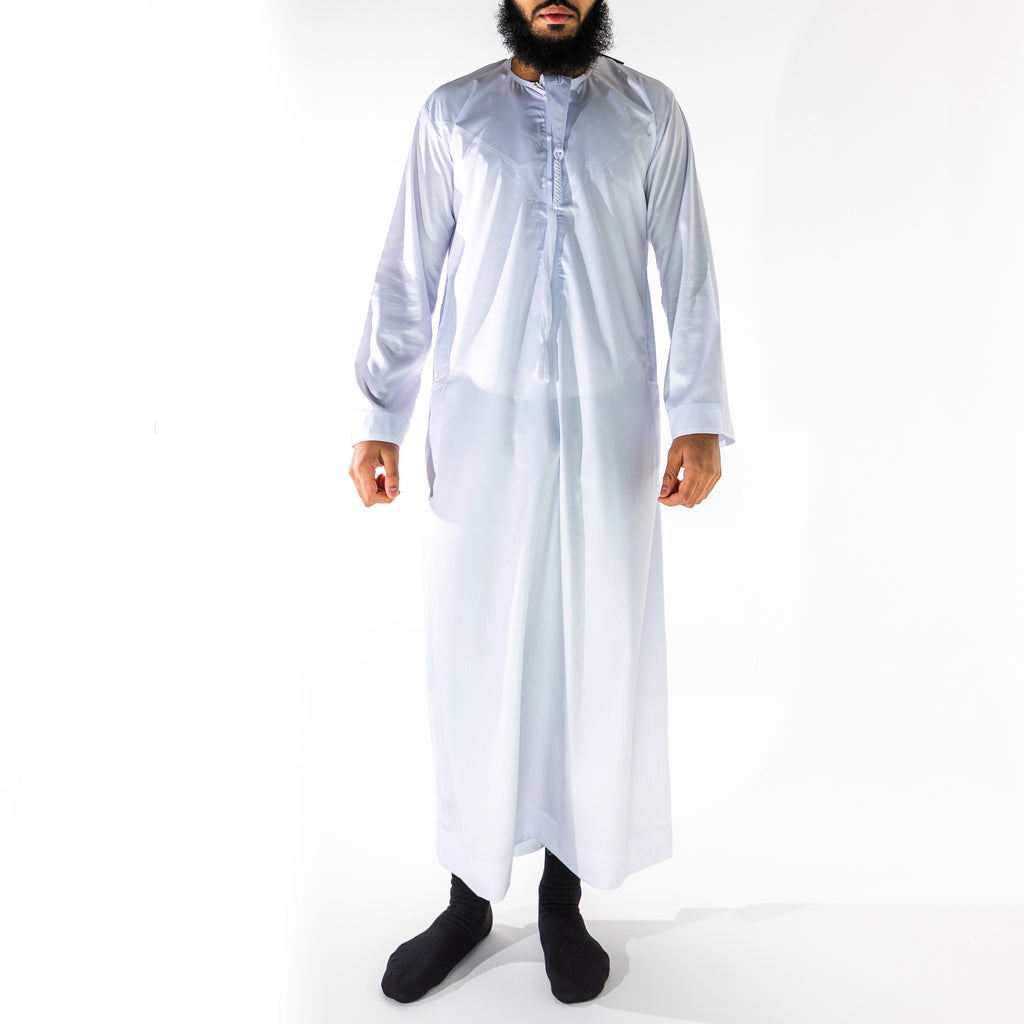 Premium Emirati Men's Thobe in Marble White