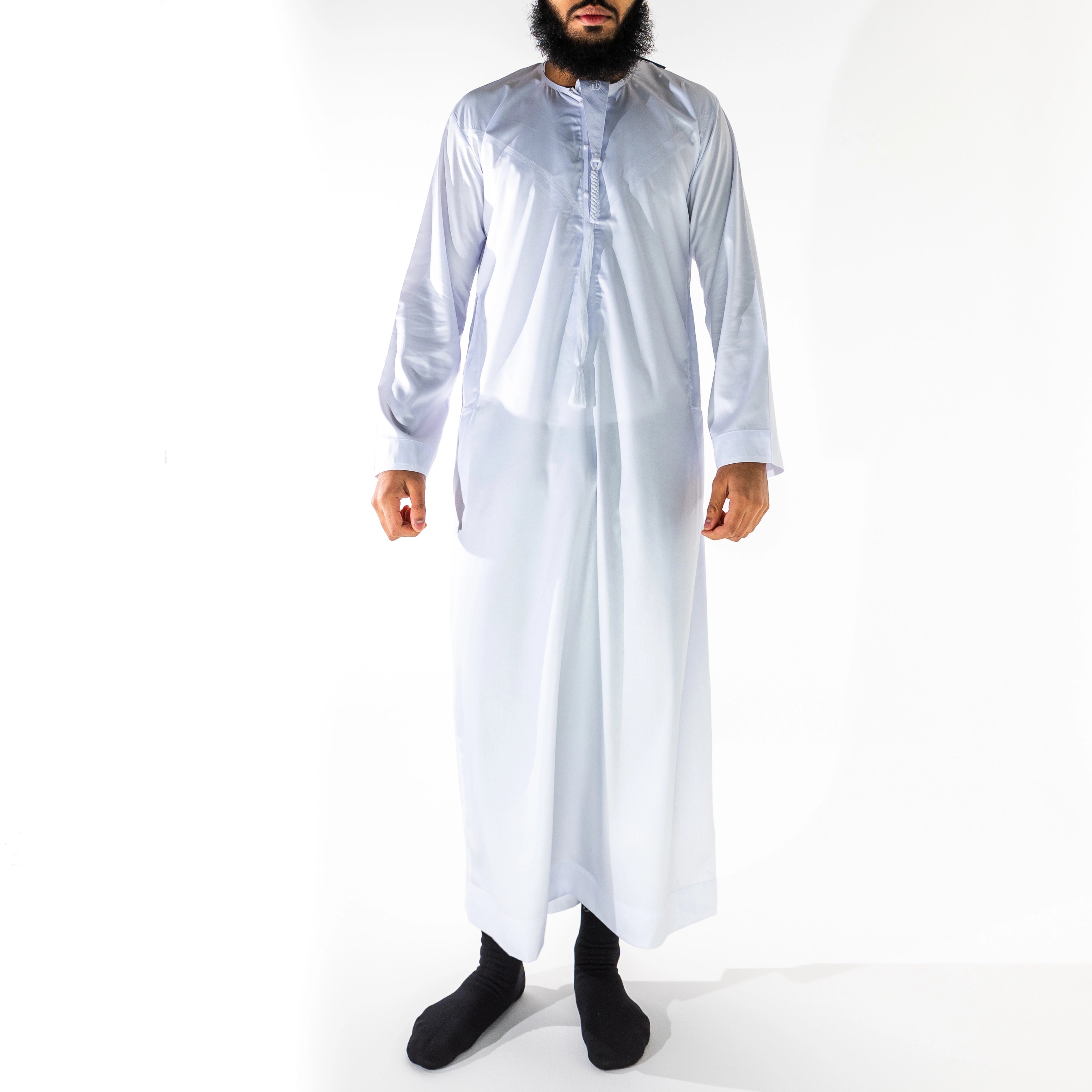 Premium Emirati Men's Thobe in Marble White