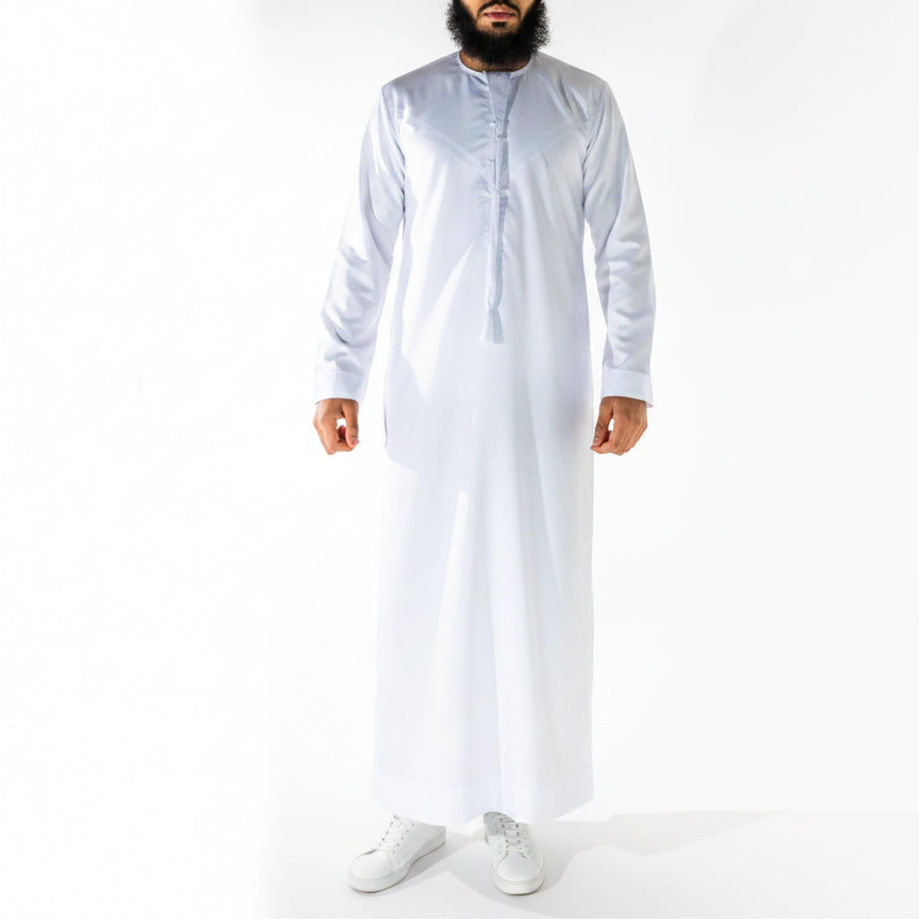 Premium Emirati Men's Thobe in Marble White