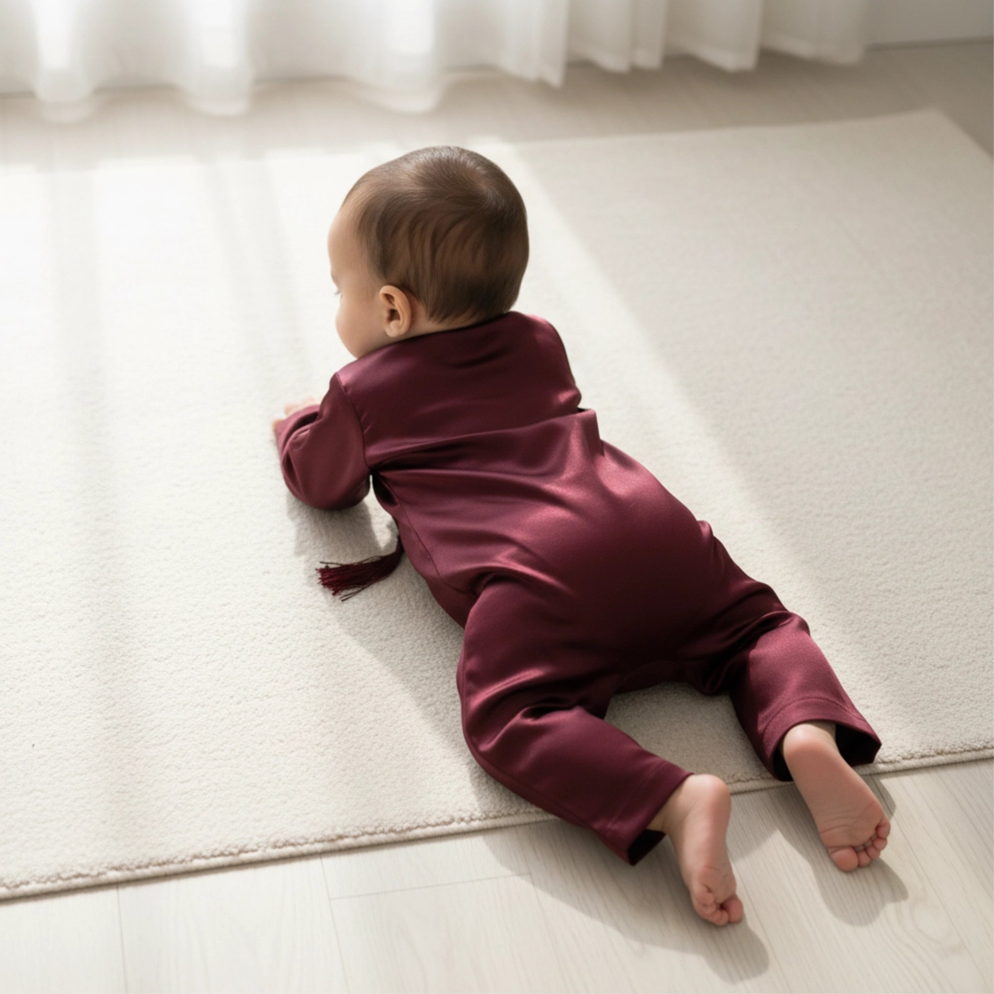 Noble Littles- Baby Thobe Romper in Dark Burgundy