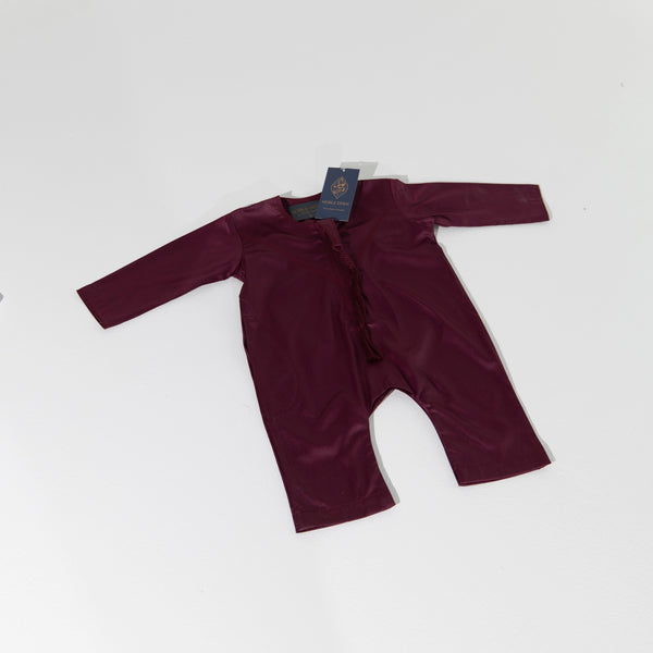 Noble Littles- Baby Thobe Romper in Dark Burgundy