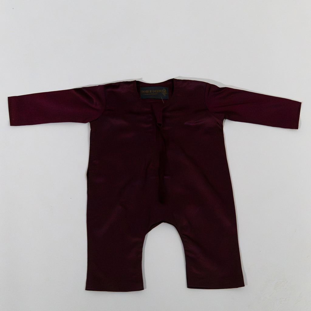 Noble Littles- Baby Thobe Romper in Dark Burgundy