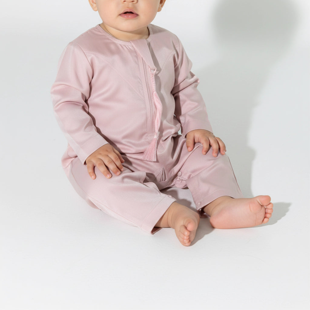 Noble Littles- Baby Thobe Romper in Desert Pink