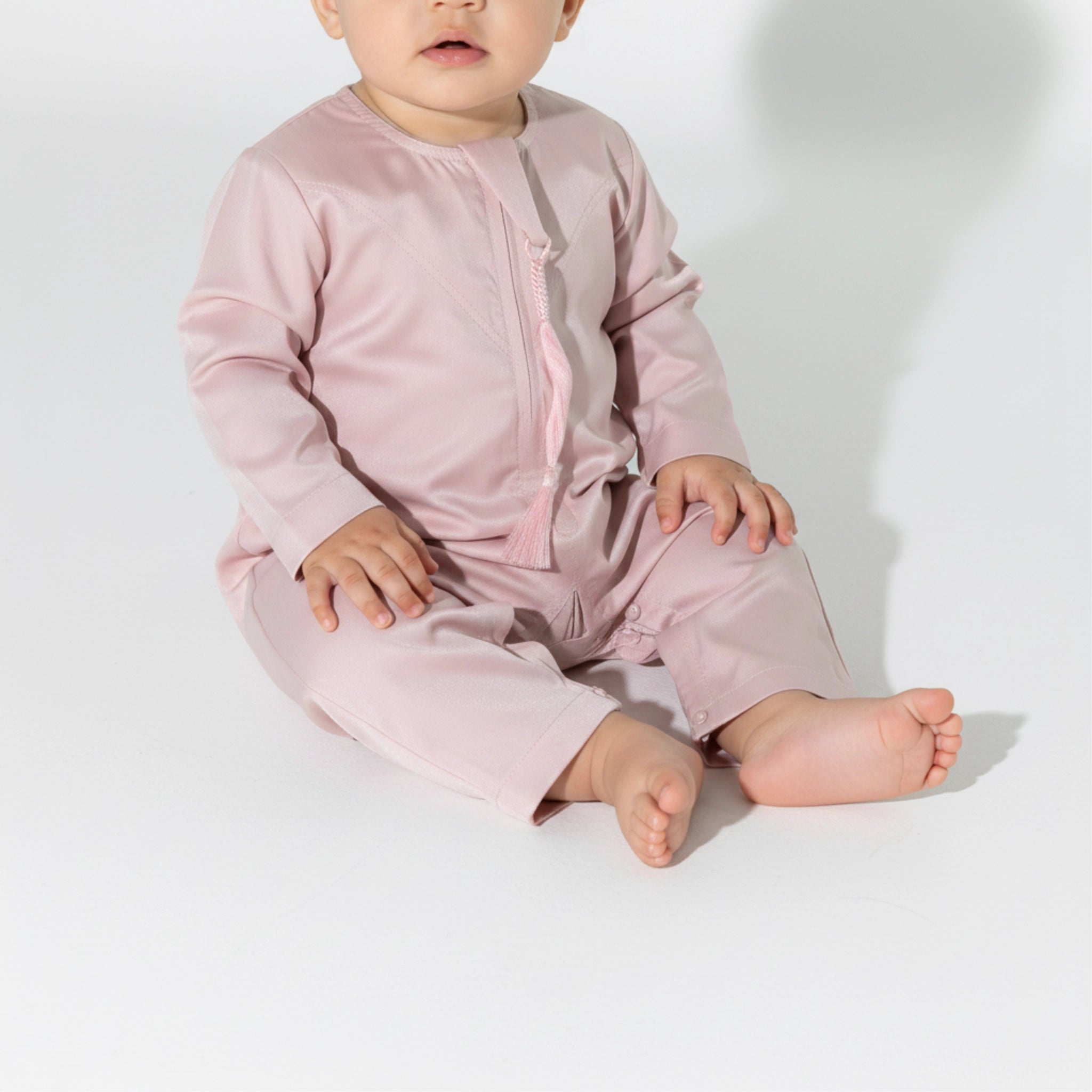 Noble Littles- Baby Thobe Romper in Desert Pink