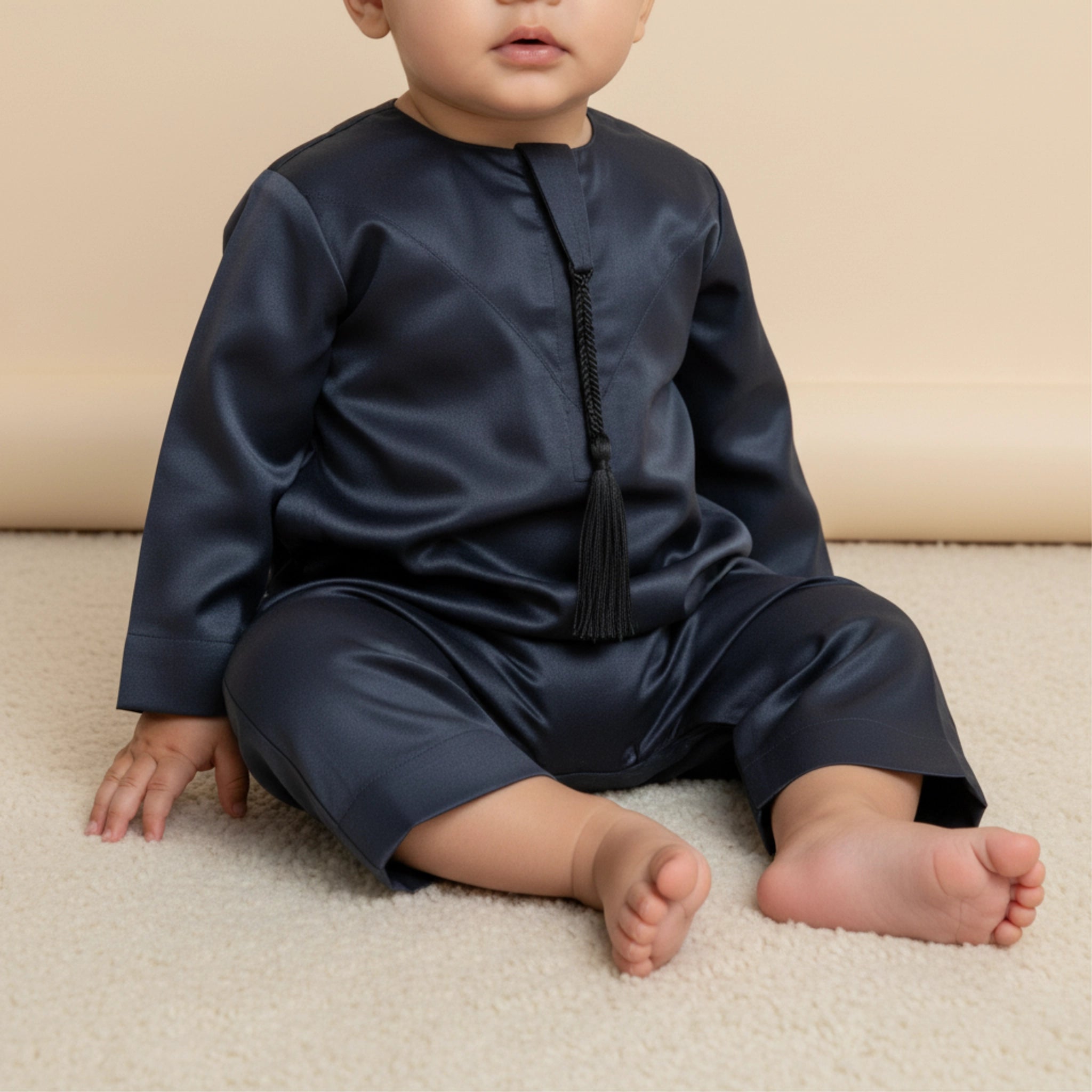 Noble Littles- Baby Thobe Romper in Graphite Grey