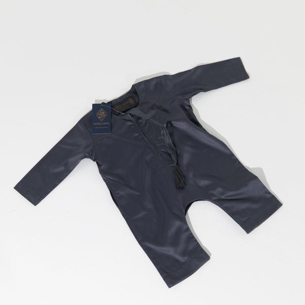 Noble Littles- Baby Thobe Romper in Graphite Grey