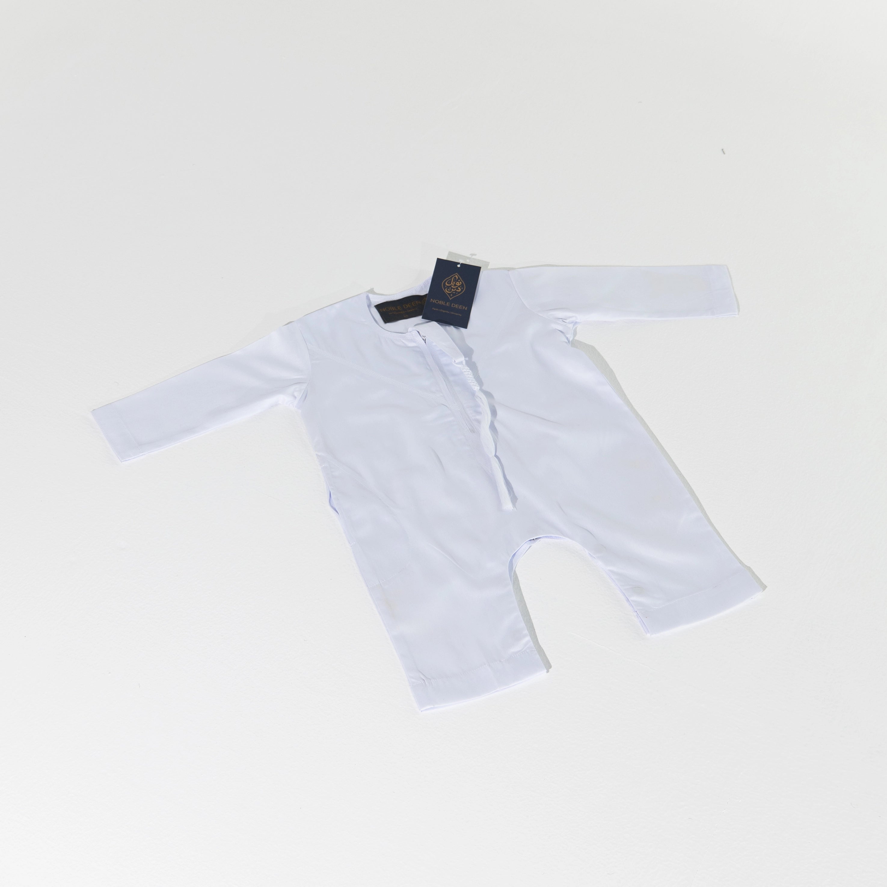 Noble Littles- Baby Thobe Romper in Marble White