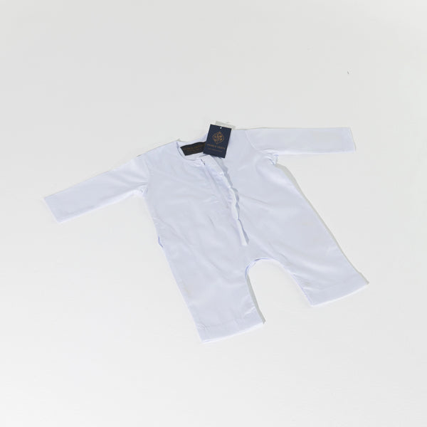 Noble Littles- Baby Thobe Romper in Marble White